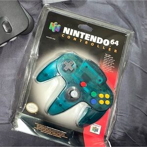 Original N64 Ice Blue Controller sealed in blister pack